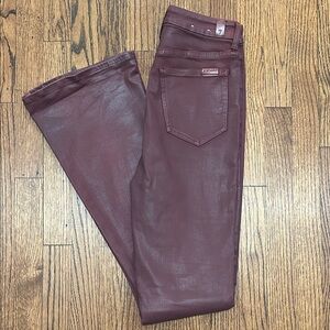 7 For All Mankind Coated Burgundy Flate Jeans